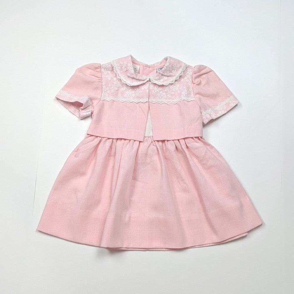Vintage Nana's Pet Dress Girls Size 2T Pink Faux Bolero